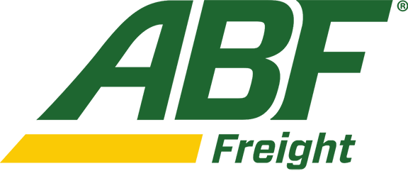 "ABF Freight logo with green lettering and yellow underline