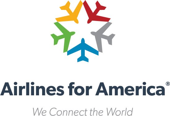 Colorful airline planes forming a circle in the Airlines for America logo.
