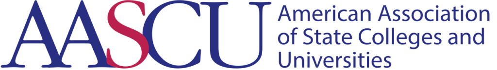 AASCU logo with navy blue letters and a red underline.