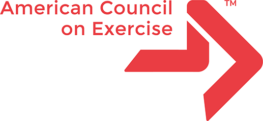 "Logo of the American Council on Exercise with a red arrow, promoting fitness education."
