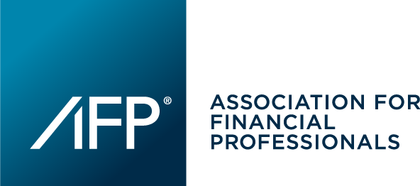 AFP logo, signifying the Association for Financial Professionals, against a blue gradient."