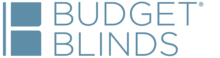 Budget blinds logo on a white background, showcasing our strategic branding services.