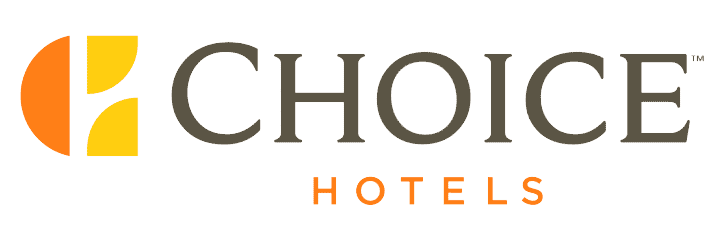 Choice Hotels logo with colorful pie-chart design and grey text