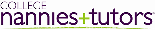 College Nannies + Tutors brand logo in green and purple