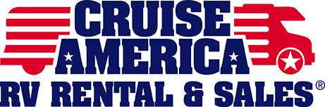 Cruise America RV Rental & Sales logo with red, white, and blue motif.