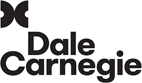 Dale Carnegie black and white logo with abstract 'X' icon.