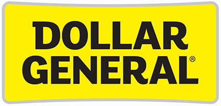 The dollar general logo on a yellow background, enhanced by strategic branding services.