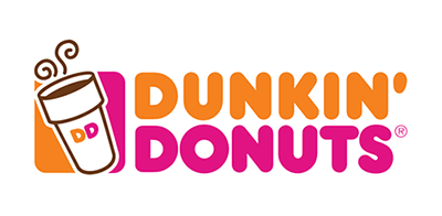Dunkin' donuts logo on a white background, highlighting their strategic branding services.