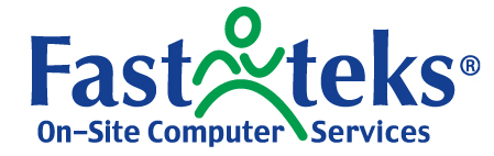Fast-teks On-Site Computer Services logo featuring a stylized figure and circuit lines.