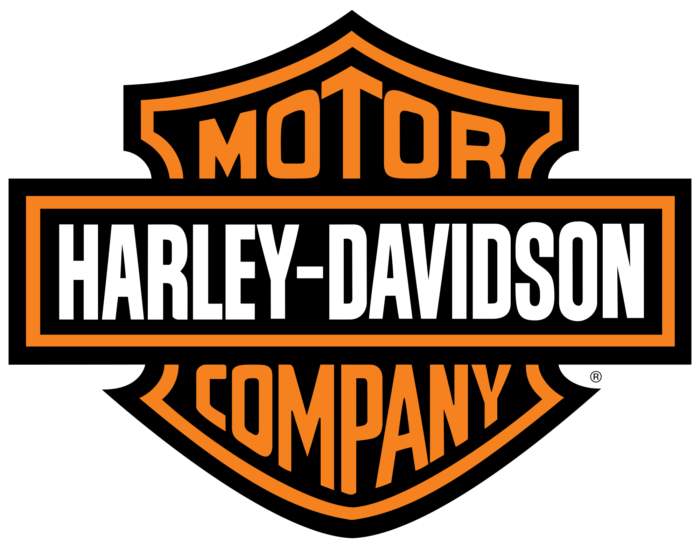 "Harley-Davidson Motor Company classic logo in black and orange."