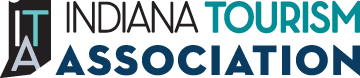 Indiana Tourism Association logo with state outline.