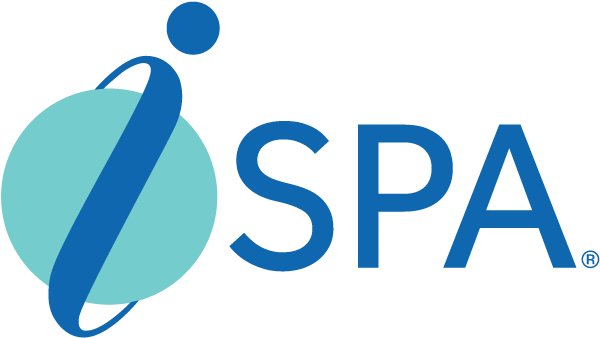 "Logo featuring the word SPA with an abstract figure and orbiting ring, symbolizing holistic wellness."