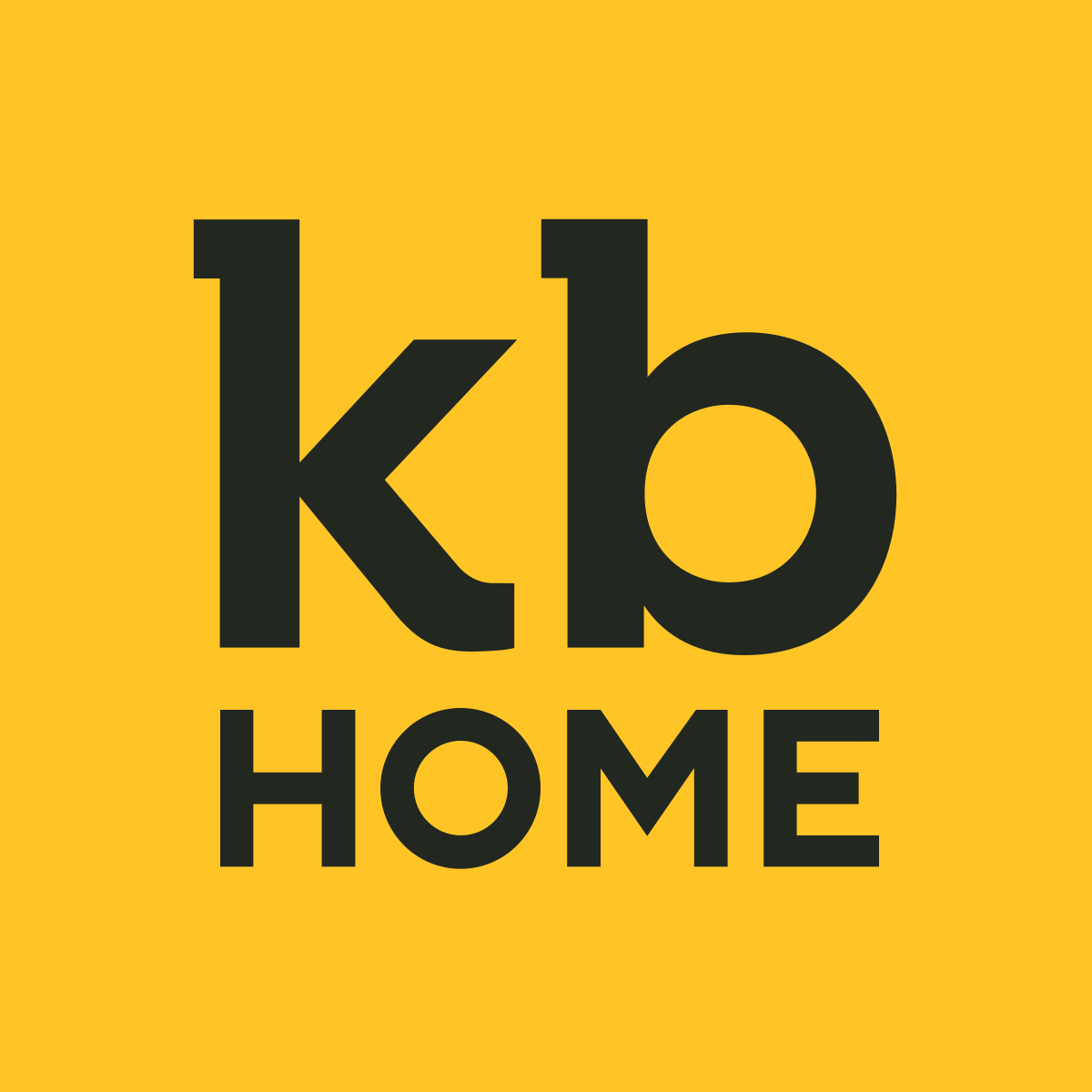 Kb home logo on a yellow background highlights strategic branding services.