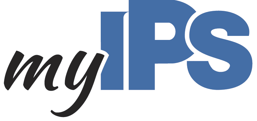 myIPS logo with stylized blue letters