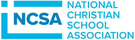 NCSA National Christian School Association logo in blue