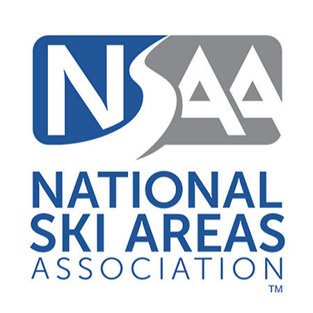 NSAA logo with blue mountain and grey ski track.