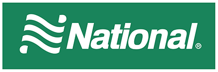 "National Car Rental's green and white logo with emblematic swoosh design."