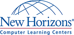 New Horizons Computer Learning Centers logo with a blue arch and red stripe