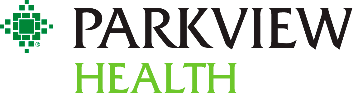"Parkview Health logo with a green cross and pixel-like design."