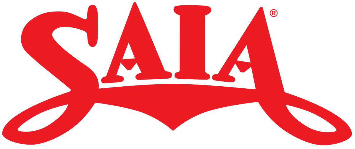 SAIA logo in red with stylized lettering and underline