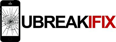 UBREAKIFIX logo with an image of a cracked smartphone, indicating repair services.