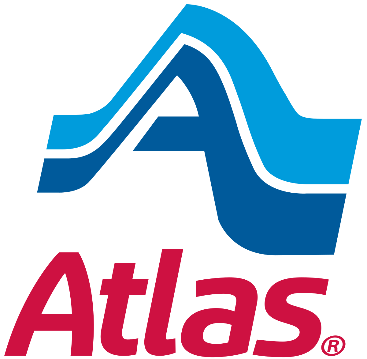 Atlas logo with stylized blue 'A' above the red word 'Atlas' on a transparent background