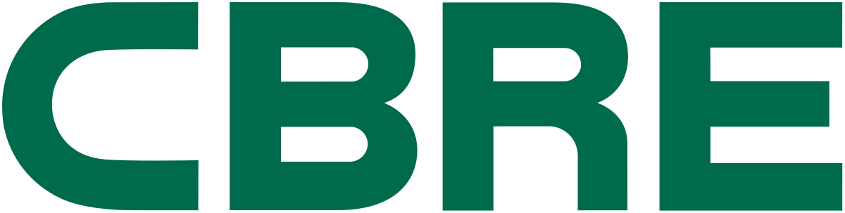 CBRE logo in dark green block letters on a transparent background