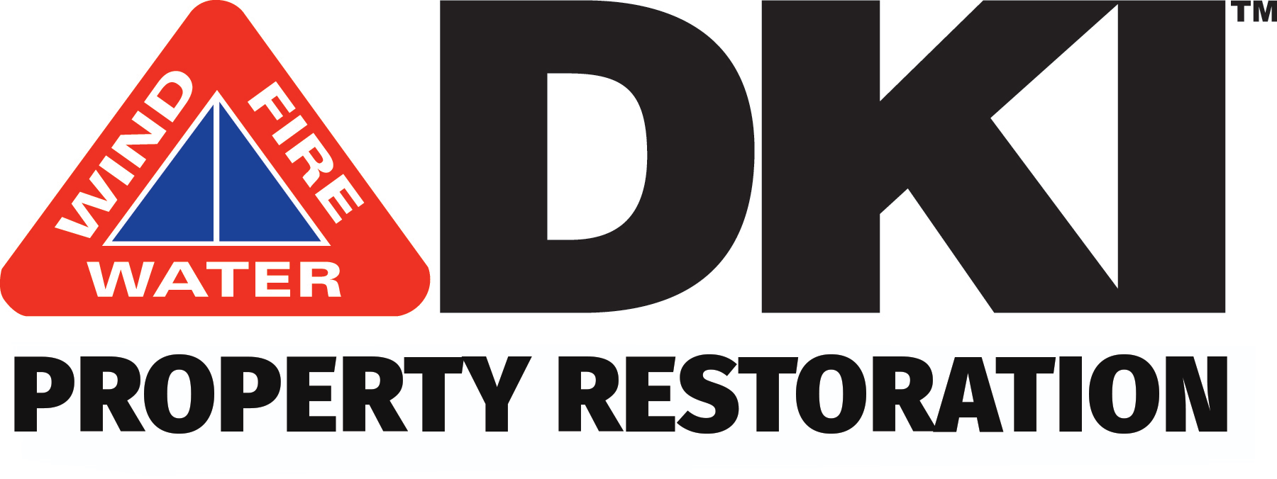 DKI Property Restoration logo with elements for wind, fire, water