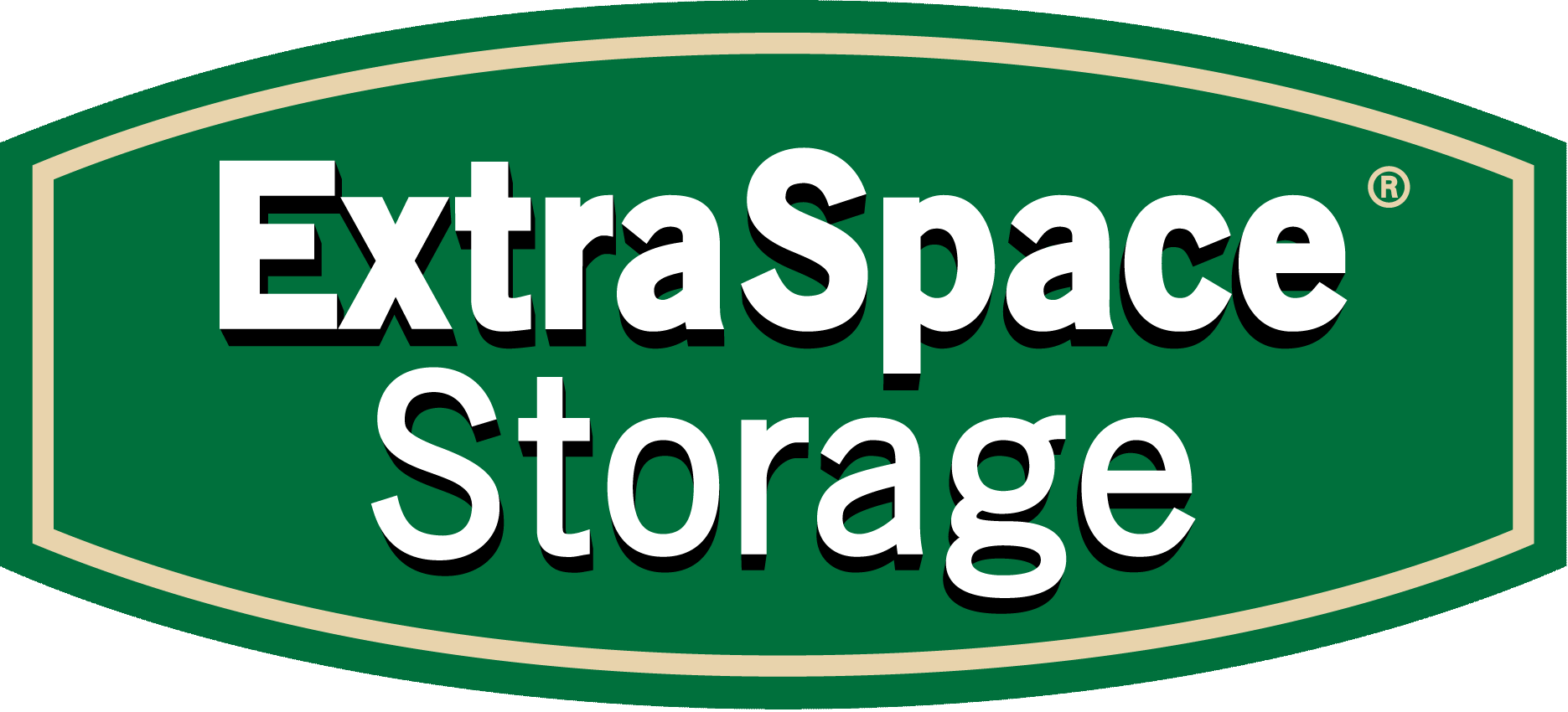 Extra Space Storage logo with white text on a green background