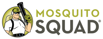 Mosquito Squad logo with an illustrated pest control professional.