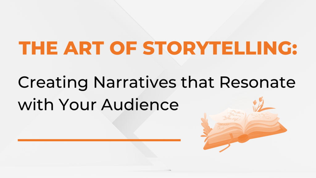 Workshop promo graphic on 'The Art of Storytelling: Creating Narratives that Resonate with Your Audience.